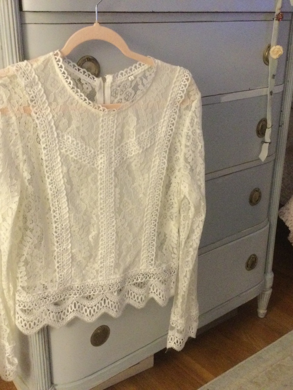 White Lace Victorian Blouse L